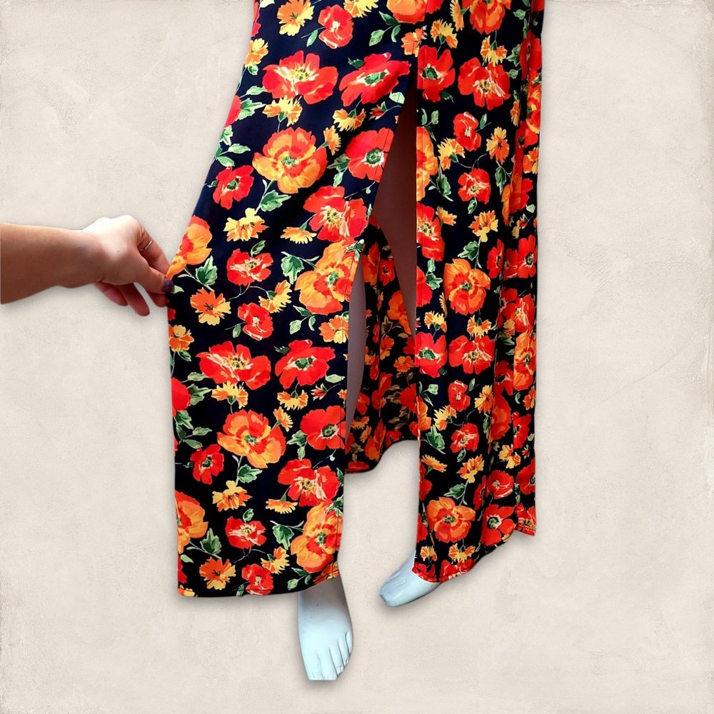 Forever 21 Black Maxi Dress with Orange & Yellow Floral Print - Picture 6 of 13